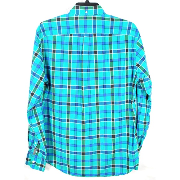 J Crew Blue Teal Tartan Plaid Button Front Shirt - Picture 2 of 5